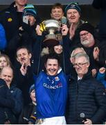18 January 2020; Longford captain Michael Quinn lifts the cup following the 2020 O'Byrne Cup Final between Offaly and Longford at Bord na Mona O'Connor Park in Tullamore, Offaly. Photo by David Fitzgerald/Sportsfile