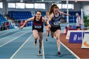 18 January 2020; Amy Jo Kierans of Oriel A.C., left, and Hannah Falvey of Belgooly A.C., Co. Cork, competing in the 800m event in the U15 Women's combined events  during the Irish Life Health Indoor Combined Events All Ages at Athlone International Arena, AIT in Athlone, Co. Westmeath. Photo by Sam Barnes/Sportsfile