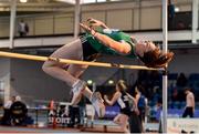 18 January 2020; Elizabeth Morland of Cushinstown A.C., Co. Meath, competing in the High Jump event in the Senior Women's combined events  during the Irish Life Health Indoor Combined Events All Ages at Athlone International Arena, AIT in Athlone, Co. Westmeath. Photo by Sam Barnes/Sportsfile