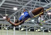 18 January 2020;  Nelvin Appiah of Longford A.C., Co. Longford, competing in the High Jump in the Junior Men's combined events during the Irish Life Health Indoor Combined Events All Ages at Athlone International Arena, AIT in Athlone, Co. Westmeath. Photo by Sam Barnes/Sportsfile