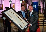 18 January 2020; Former Dublin GAA football team manager Jim Gavin, right, with Lord Mayor of Dublin Paul McAuliffe, at the Conferring of the Honorary Freedom of Dublin City on Jim Gavin ceremony in the Round Room at the Mansion House, in Dawson St, Dublin. Photo by Brendan Moran/Sportsfile