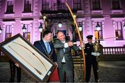 18 January 2020; Former Dublin GAA football team manager Jim Gavin, right, with Lord Mayor of Dublin Paul McAuliffe, at the Conferring of the Honorary Freedom of Dublin City on Jim Gavin ceremony in the Round Room at the Mansion House, in Dawson St, Dublin. Photo by Brendan Moran/Sportsfile