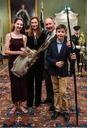 18 January 2020; Former Dublin GAA football team manager Jim Gavin, second from right, with his wife Jennifer, son Jude and daughter Yasmin, at the Conferring of the Honorary Freedom of Dublin City on Jim Gavin ceremony in the Round Room at the Mansion House, in Dawson St, Dublin. Photo by Brendan Moran/Sportsfile