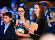 18 January 2020; Family of Former Dublin GAA football team manager Jim Gavin, from right, his wife Jennifer, daughter Yasmin and son Jude, in attendance at the Conferring of the Honorary Freedom of Dublin City on Jim Gavin ceremony in the Round Room at the Mansion House, in Dawson St, Dublin. Photo by Ray McManus/Sportsfile