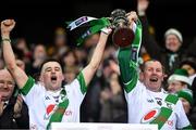 18 January 2020; Tullaroan captain Shane Walsh, left, lifts the cup alongside team-mate Joe Norton after the AIB GAA Hurling All-Ireland Intermediate Club Championship Final between Fr. O’Neill's and Tullaroan at Croke Park in Dublin. Photo by Piaras Ó Mídheach/Sportsfile