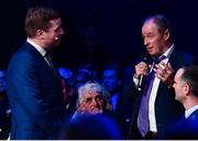 18 January 2020; Former Republic of Ireland manager Brian Kerr, right, in conversation with MC Darragh Maloney at the Conferring of the Honorary Freedom of Dublin City on Jim Gavin ceremony in the Round Room at the Mansion House, in Dawson St, Dublin. Photo by Ray McManus/Sportsfile