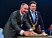 18 January 2020; Former Dublin GAA football team manager Jim Gavin, left, with Lord Mayor of Dublin Paul McAuliffe, at the Conferring of the Honorary Freedom of Dublin City on Jim Gavin ceremony in the Round Room at the Mansion House, in Dawson St, Dublin. Photo by Ray McManus/Sportsfile