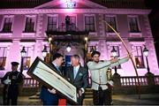 18 January 2020; Former Dublin GAA football team manager Jim Gavin with Lord Mayor of Dublin Paul McAuliffe, and Master Bowyer Jack Pinson at the Conferring of the Honorary Freedom of Dublin City on Jim Gavin ceremony in the Round Room at the Mansion House, in Dawson St, Dublin. Photo by Brendan Moran/Sportsfile