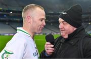 18 January 2020; Former Uachtarán Chumann Lúthchleas Gael Nickey Brennan interviews Tommy Walsh of Tullaroan after the AIB GAA Hurling All-Ireland Intermediate Club Championship Final between Fr. O’Neill's and Tullaroan at Croke Park in Dublin. Photo by Piaras Ó Mídheach/Sportsfile