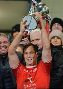 18 January 2020; Kieran McGeary of Tyrone lifts the Dr McKenna Cup after the Bank of Ireland Dr McKenna Cup Final between Monaghan and Tyrone at Athletic Grounds in Armagh. Photo by Oliver McVeigh/Sportsfile