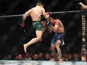 18 January 2020; Conor McGregor, left, and Donald Cerrone during their UFC 246 Welterweight bout at the T-Mobile Arena in Las Vegas, Nevada, USA. Photo by Mark J. Rebilas / USA TODAY Sports via Sportsfile