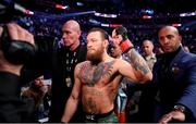 18 January 2020; Conor McGregor following his UFC 246 Welterweight bout victory over Donald Cerrone at the T-Mobile Arena in Las Vegas, Nevada, USA. Photo by Mark J. Rebilas / USA TODAY Sports via Sportsfile