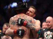 18 January 2020; Conor McGregor and Donald Cerrone following their UFC 246 Welterweight bout at the T-Mobile Arena in Las Vegas, Nevada, USA. Photo by Mark J. Rebilas / USA TODAY Sports via Sportsfile