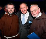 18 January 2020; Former Dublin GAA football team manager Jim Gavin with Br. Kevin Crowley, right, and Br. Sean Donohoe of the Capuchin Day Centre at the Conferring of the Honorary Freedom of Dublin City on Jim Gavin ceremony in the Round Room at the Mansion House, in Dawson St, Dublin. Photo by Ray McManus/Sportsfile