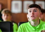 20 January 2020; James McManus of Republic of Ireland during a squad meeting prior to the International Friendly match between Republic of Ireland U15 and Australia U17 at FAI National Training Centre in Abbotstown, Dublin. Photo by Seb Daly/Sportsfile