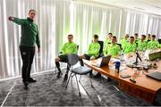 20 January 2020; Republic of Ireland coach William Doyle briefs players during a squad meeting prior to the International Friendly match between Republic of Ireland U15 and Australia U17 at FAI National Training Centre in Abbotstown, Dublin. Photo by Seb Daly/Sportsfile