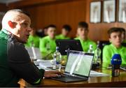 20 January 2020; Republic of Ireland manager Jason Donohue briefs players during a squad meeting prior to the International Friendly match between Republic of Ireland U15 and Australia U17 at FAI National Training Centre in Abbotstown, Dublin. Photo by Seb Daly/Sportsfile
