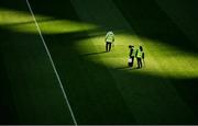 19 January 2020; Groundstaff tend to the pitch prior to the AIB GAA Football All-Ireland Senior Club Championship Final between Corofin and Kilcoo at Croke Park in Dublin. Photo by Seb Daly/Sportsfile