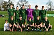 18 January 2020; Republic of Ireland players, back row, from left, Cathal Heffernan, Adam Murphy, Joe O’Brien Whitmarsh, Conor Walsh, Kevin Zefi and Luke O’Brien, front row, from left, Sam Curtis, James McManus, Alex Nolan, Pearse O'Brien and Finn Cowper Gray the International Friendly match between Republic of Ireland U15 and Australia U17 at FAI National Training Centre in Abbotstown, Dublin. Photo by Seb Daly/Sportsfile