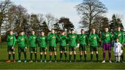 18 January 2020; Republic of Ireland players during the national anthem prior to the International Friendly match between Republic of Ireland U15 and Australia U17 at FAI National Training Centre in Abbotstown, Dublin. Photo by Seb Daly/Sportsfile