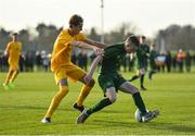 18 January 2020; Adam Murphy of Republic of Ireland in action against Logan Mathie of Australia during the International Friendly match between Republic of Ireland U15 and Australia U17 at FAI National Training Centre in Abbotstown, Dublin. Photo by Seb Daly/Sportsfile