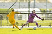 18 January 2020; Conor Walsh of Republic of Ireland makes a save following a shot from Sebastian Hernandez of Australia during the International Friendly match between Republic of Ireland U17 and Australia U16 at FAI National Training Centre in Abbotstown, Dublin. Photo by Seb Daly/Sportsfile