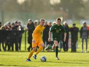 18 January 2020; Jed Drew of Australia in action against Cian Barrett of Republic of Ireland during the International Friendly match between Republic of Ireland U15 and Australia U17 at FAI National Training Centre in Abbotstown, Dublin. Photo by Seb Daly/Sportsfile