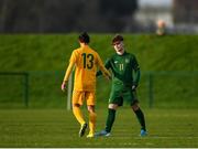 18 January 2020; Kevin Zefi of Republic of Ireland and Cassidy Tanddo of Australia shake hands following the International Friendly match between Republic of Ireland U15 and Australia U17 at FAI National Training Centre in Abbotstown, Dublin. Photo by Seb Daly/Sportsfile