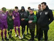 18 January 2020; Republic of Ireland manager Jason Donohue talks to his players following the International Friendly match between Republic of Ireland U15 and Australia U17 at FAI National Training Centre in Abbotstown, Dublin. Photo by Seb Daly/Sportsfile