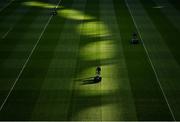 19 January 2020; Croke Park groundstaff cut the grass in advance of the AIB GAA Football All-Ireland Senior Club Championship Final between Corofin and Kilcoo at Croke Park in Dublin. Photo by Ray McManus/Sportsfile