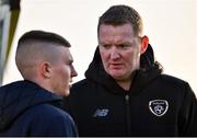 18 January 2020; Republic of Ireland head coach William O'Connor in conversation with Luke Rudden of Republic of Ireland during the U18 Schools International Friendly between Republic of Ireland and Australia at Home Farm, Whitehall in Dublin. Photo by Ben McShane/Sportsfile