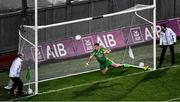 19 January 2020; The Corofin goalkeeper Bernard Power saves an almost certain own goal later in the game during the AIB GAA Football All-Ireland Senior Club Championship Final between Corofin and Kilcoo at Croke Park in Dublin. Photo by Ray McManus/Sportsfile