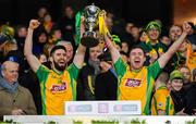 19 January 2020; Martin Farragher, left, and Dylan Wall of Corofin lift the Andy Merrigan Cup following their side's victory during the AIB GAA Football All-Ireland Senior Club Championship Final between Corofin and Kilcoo at Croke Park in Dublin. Photo by Seb Daly/Sportsfile