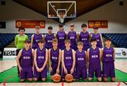 20 January 2020; Skibbereen Community School players and coaches prior to the Basketball Ireland U16 C Boys Schools Cup Final between St Joseph's Secondary School, Rochfortbridge and Skibbereen Community School at the National Basketball Arena in Tallaght, Dublin. Photo by Harry Murphy/Sportsfile