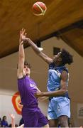 20 January 2020; Tom Kavanagh of Skibbereen Community School in action against Alexander Ajeigbe of St Joseph's Secondary School, Rochfortbridge, during the Basketball Ireland U16 C Boys Schools Cup Final between St Joseph's Secondary School, Rochfortbridge and Skibbereen Community School at the National Basketball Arena in Tallaght, Dublin. Photo by Harry Murphy/Sportsfile