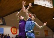 20 January 2020; Daniel Buckley of Skibbereen Community School in action against Evan Cole of St Joseph's Secondary School, Rochfortbridge, during the Basketball Ireland U16 C Boys Schools Cup Final between St Joseph's Secondary School, Rochfortbridge and Skibbereen Community School at the National Basketball Arena in Tallaght, Dublin. Photo by Harry Murphy/Sportsfile