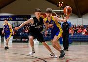 20 January 2020; Leo Jennings of St Patrick's College, Cavan, in action against Michael Keys of Malahide Community School during the Basketball Ireland U16 A Boys Schools Cup Final between Malahide Community School and St Patrick's College, Cavan at the National Basketball Arena in Tallaght, Dublin. Photo by Harry Murphy/Sportsfile