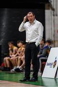 20 January 2020; St Patrick's College, Cavan, coach Christopher Rowley during the Basketball Ireland U16 A Boys Schools Cup Final between Malahide Community School and St Patrick's College, Cavan at the National Basketball Arena in Tallaght, Dublin. Photo by Harry Murphy/Sportsfile