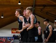 20 January 2020; Malahide Community School players celebrate during the Basketball Ireland U16 A Boys Schools Cup Final between Malahide Community School and St Patrick's College, Cavan at the National Basketball Arena in Tallaght, Dublin. Photo by Harry Murphy/Sportsfile