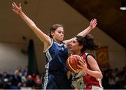 20 January 2020; Sophia Maziuri of Abbey Vocational School in action against Rebecca Curran of Coláiste Mhuire, Crosshaven, during the Basketball Ireland U16 B Girls Schools Cup Final between Abbey Vocational School and Coláiste Mhuire, Crosshaven at the National Basketball Arena in Tallaght, Dublin. Photo by Harry Murphy/Sportsfile