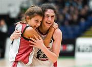 20 January 2020; Emily Gallagher, left, and Sophia Maziuri of Abbey Vocational School celebrate following the Basketball Ireland U16 B Girls Schools Cup Final between Abbey Vocational School and Coláiste Mhuire, Crosshaven at the National Basketball Arena in Tallaght, Dublin. Photo by Harry Murphy/Sportsfile