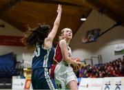 20 January 2020; Sarah Donovan of Abbey Vocational School in action against Amy Kellaghan of Coláiste Mhuire, Crosshaven, during the Basketball Ireland U16 B Girls Schools Cup Final between Abbey Vocational School and Coláiste Mhuire, Crosshaven at the National Basketball Arena in Tallaght, Dublin. Photo by Harry Murphy/Sportsfile