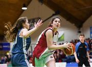 20 January 2020; Sophia Maziuri of  Abbey Vocational School in action against Rebeccau Curran of Coláiste Mhuire, Crosshaven, during the Basketball Ireland U16 B Girls Schools Cup Final between Abbey Vocational School and Coláiste Mhuire, Crosshaven at the National Basketball Arena in Tallaght, Dublin. Photo by Harry Murphy/Sportsfile