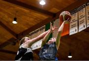 20 January 2020; Caitlin Gloeckner of Our Lady of Mercy in action against Clionadh Daly of Pobailscoil Inbhear Sceine during the Basketball Ireland U16 A Girls Schools Cup Final between Pobailscoil Inbhear Sceine and Our Lady of Mercy, Waterford United at the National Basketball Arena in Tallaght, Dublin. Photo by Harry Murphy/Sportsfile
