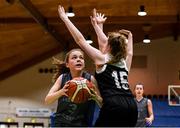 20 January 2020; Caitlin Gloeckner of Our Lady of Mercy in action against Sarah Taylor of Pobailscoil Inbhear Sceine during the Basketball Ireland U16 A Girls Schools Cup Final between Pobailscoil Inbhear Sceine and Our Lady of Mercy, Waterford United at the National Basketball Arena in Tallaght, Dublin. Photo by Harry Murphy/Sportsfile