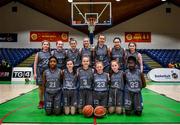 20 January 2020; Our Lady of Mercy players prior to the Basketball Ireland U16 A Girls Schools Cup Final between Pobailscoil Inbhear Sceine and Our Lady of Mercy, Waterford United at the National Basketball Arena in Tallaght, Dublin. Photo by Harry Murphy/Sportsfile