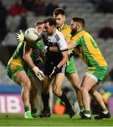 19 January 2020; Aidan Branagan of Kilcoo in action against, from left, Bernard Power, Cathal Silke and Conor Cunningham of Corofin during the AIB GAA Football All-Ireland Senior Club Championship Final between Corofin and Kilcoo at Croke Park in Dublin. Photo by Sam Barnes/Sportsfile