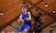 21 January 2020; Cian Roughan of St Flannan's College in action against Tony Bonki Ilonky of Ballymakenny College during the Basketball Ireland U19 C Boys Schools Cup Final match between Ballymakenny College and St Flannan's College, Ennis at the National Basketball Arena in Tallaght, Dublin. Photo by Brendan Moran/Sportsfile