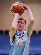 21 January 2020; Ruairi Cronin of Castletroy College during the Basketball Ireland U16 B Boys Schools Cup Final match between Coláiste Cholmcille, Ballyshannon and Castletroy College at the National Basketball Arena in Tallaght, Dublin. Photo by Brendan Moran/Sportsfile