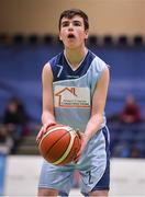 21 January 2020; Jonah O'Rourke of Castletroy College during the Basketball Ireland U16 B Boys Schools Cup Final match between Coláiste Cholmcille, Ballyshannon and Castletroy College at the National Basketball Arena in Tallaght, Dublin. Photo by Brendan Moran/Sportsfile